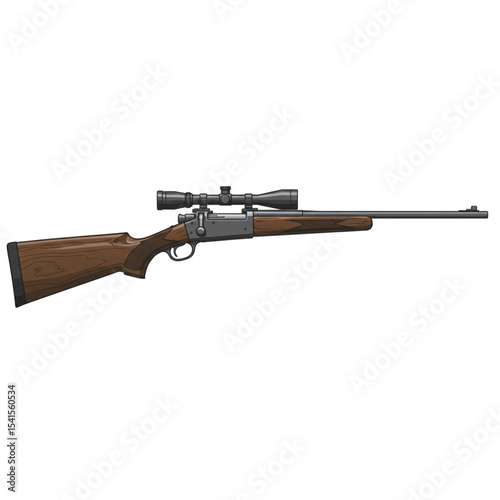 Hunting Rifle Design with Scope a detailed drawing perfect for firearm enthusiasts,  logos, and hunting-related projects.