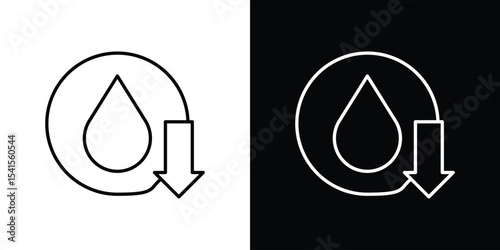 Crude oil barrel price falling down icon design. simple stroke line vector icon set