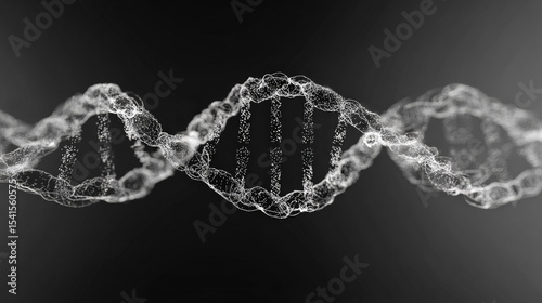 A striking anime-style illustration of a double helix rendered in black and white, mirrored perfectly across a horizontal axis. Generative AI