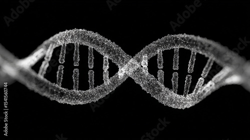 A striking anime-style illustration of a double helix rendered in black and white, mirrored perfectly across a horizontal axis. Generative AI