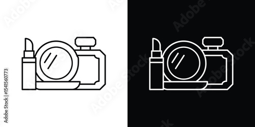Cosmetics icon design. simple stroke line vector icon set