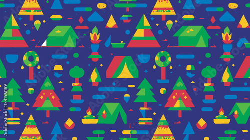 Festive shapes decorate pattern creating vibrant backdrop colorful design