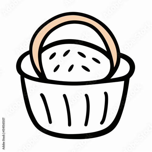 Cartoon basket of rice grains illustration