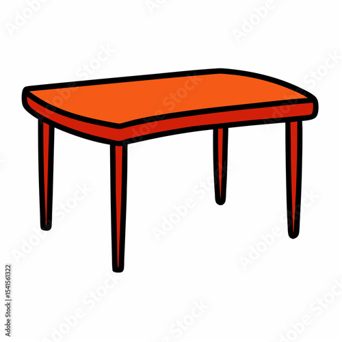 Simple cartoon drawing of a red table