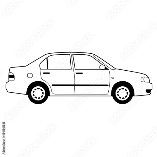 Sleek Sedan Side Profile Line Drawing Perfect for Automotive Design Projects Branding Logos and Vehicle Illustrations