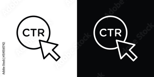 CTR icon design. simple stroke line vector icon set