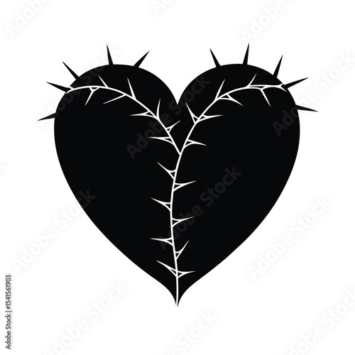 Heart with thorns vector silhouette