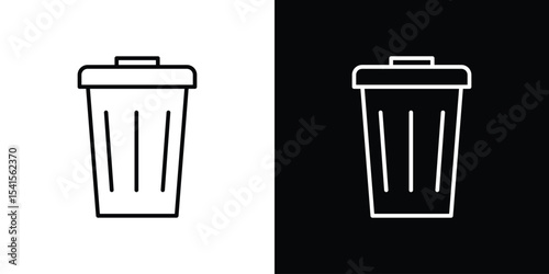 Bin icon design. simple stroke line vector icon set