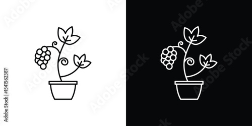 Berry shrubs and vines icon design. simple stroke line vector icon set