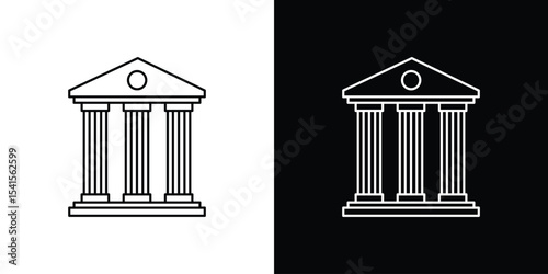 Bank icon design. simple stroke line vector icon set