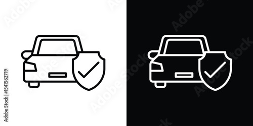 Auto insurance icon design. simple stroke line vector icon set