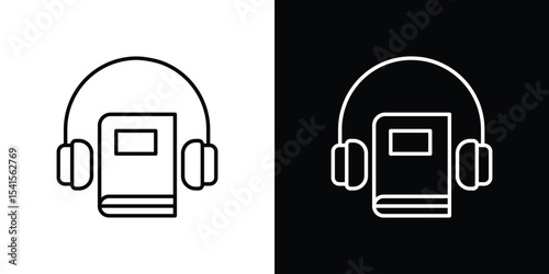 Audiobook icon design. simple stroke line vector icon set