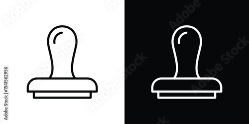 Approval stamp icon design. simple stroke line vector icon set