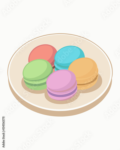 Delightful pastel macarons on a plate a sweet treat design perfect for bakery branding logos and menus