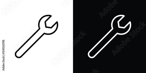 Wrench icon design. simple stroke line vector icon set