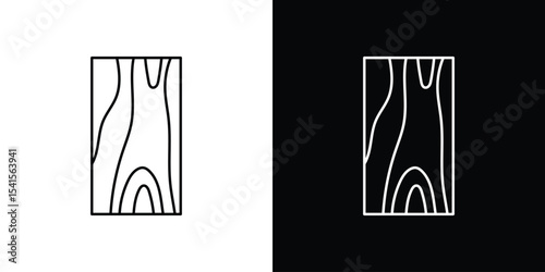 Wood board icon design. simple stroke line vector icon set