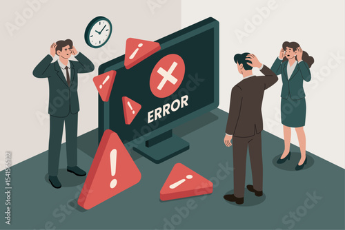 Office Workers Frustrated by Computer Error