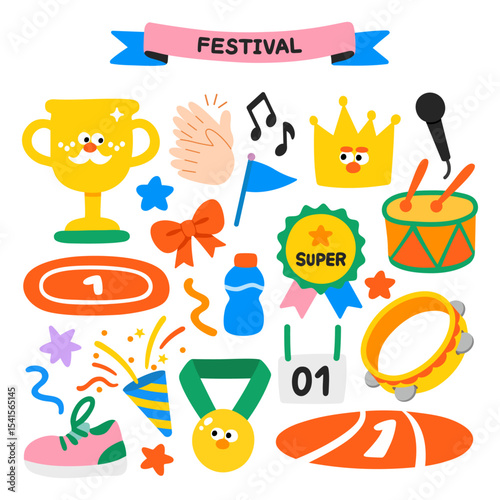 Various Icon Elements Representing a Festival