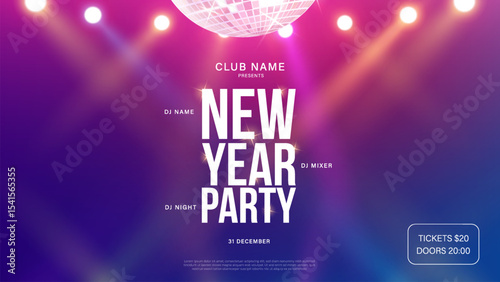 Bild auf Leinwand 2026 Happy New Year club poster Background for your Flyers and Greetings Card graphic or new year themed party invitations