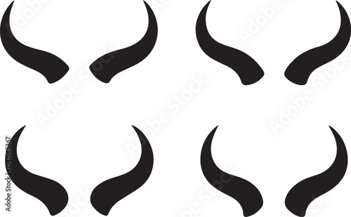 Floating Horns Vector Illustration – Spooky Ethereal Devilish Element Design