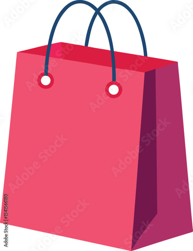 Shopping bag icon with handles flat design	