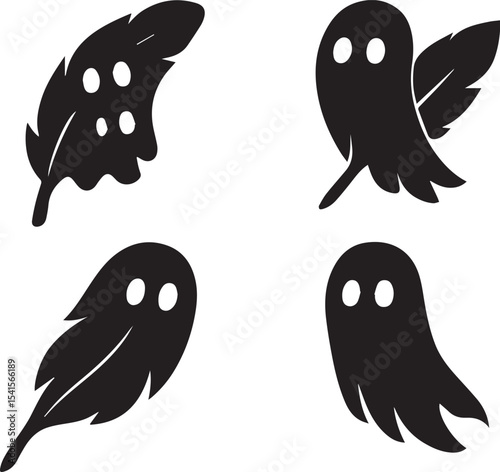 Ghost Feather Vector Illustration – Spooky Ethereal Quill Design