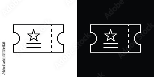 Ticket icon design. simple stroke line vector icon set