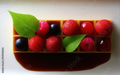 Sweet waffle topped with berries