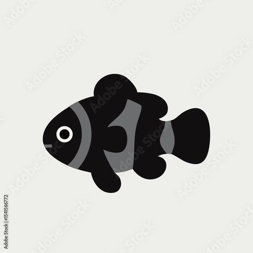 a cute clownfish with black and gray on white, great for design art