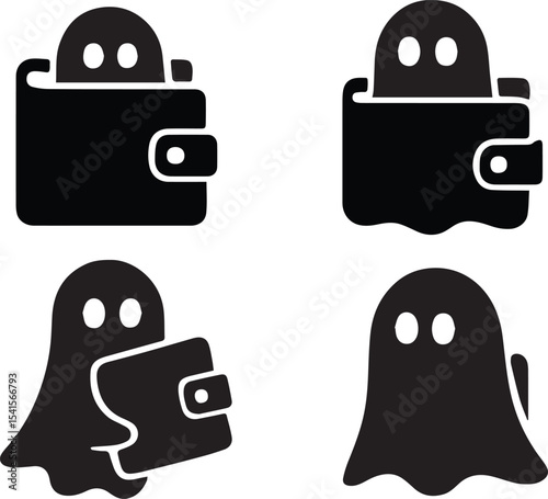 Ghost Wallet Vector Illustration – Spooky Ethereal Money Holder Design