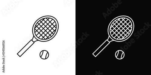 Tennis icon design. simple stroke line vector icon set