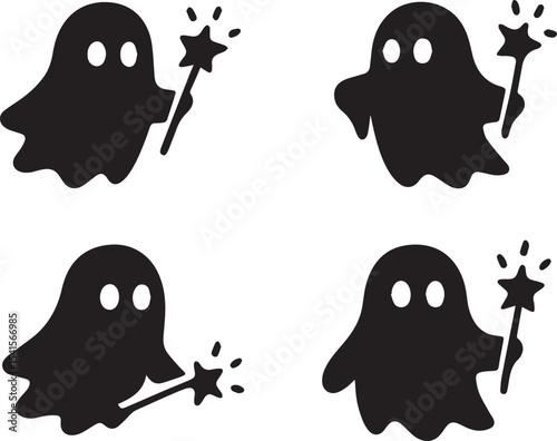 Ghost Wand Vector Illustration – Spooky Ethereal Magic Tool Design