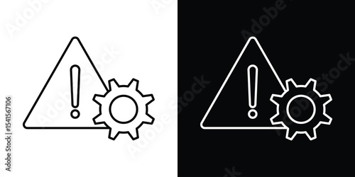 Technical warning icon design. simple stroke line vector icon set