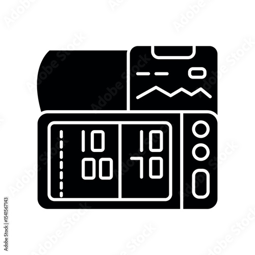 smart blood pressure monitor black flat icon for digital and print projects.