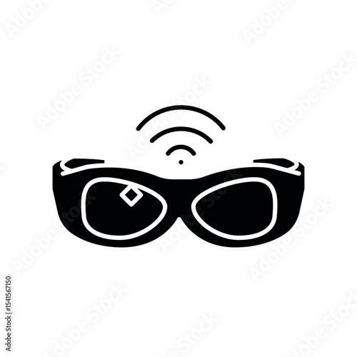 smart glasses black flat icon for digital and print projects.
