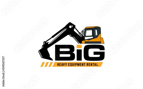 Illustration vector graphic of heavy equipment, excavator construction, logo design template