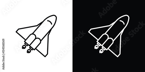 Space shuttle icon design. simple stroke line vector icon set