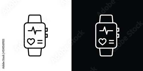 Smart watch icon design. simple stroke line vector icon set