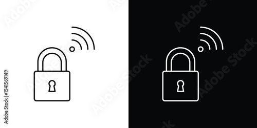 Smart lock icon design. simple stroke line vector icon set