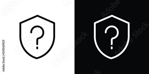 Shield interrogation icon design. simple stroke line vector icon set