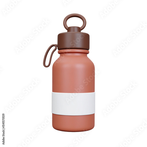 3D Sports water bottle in Mocha on transparent background.