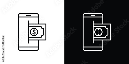 Send money smartphone icon design. simple stroke line vector icon set