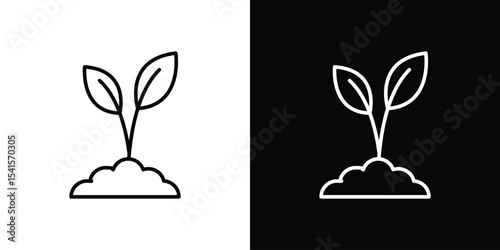 Seedling icon design. simple stroke line vector icon set