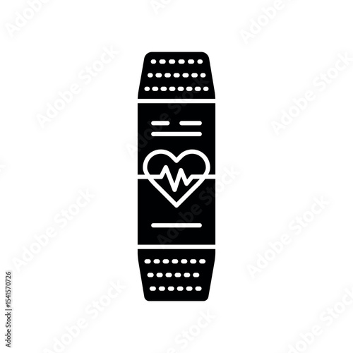 smart heart rate monitor black flat icon for digital and print projects.