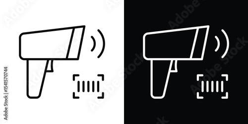 Scanner gun icon design. simple stroke line vector icon set