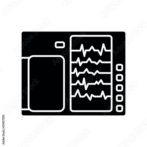 Portable electrocardiograph black flat icon for digital and print projects.