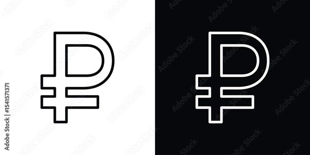 Obraz premium Ruble icon design. simple stroke line vector icon set