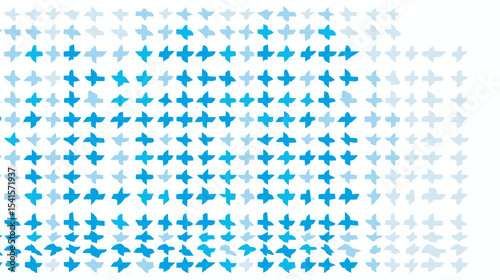 Abstract crosses scatter randomly against minimal background fade
