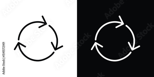 Recycle icon design. simple stroke line vector icon set