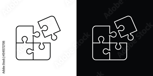 Puzzle icon design. simple stroke line vector icon set